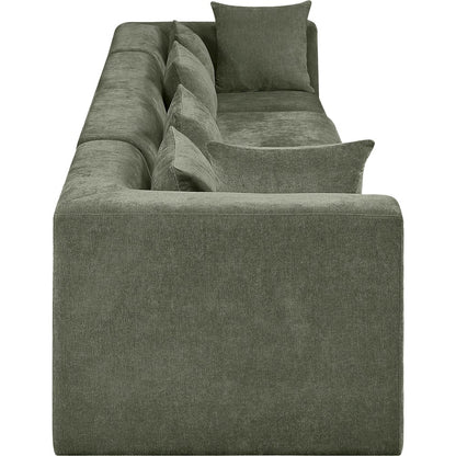 Stellar 152" Green Chenille Fabric Upholstered 4pc. Modular Sofa