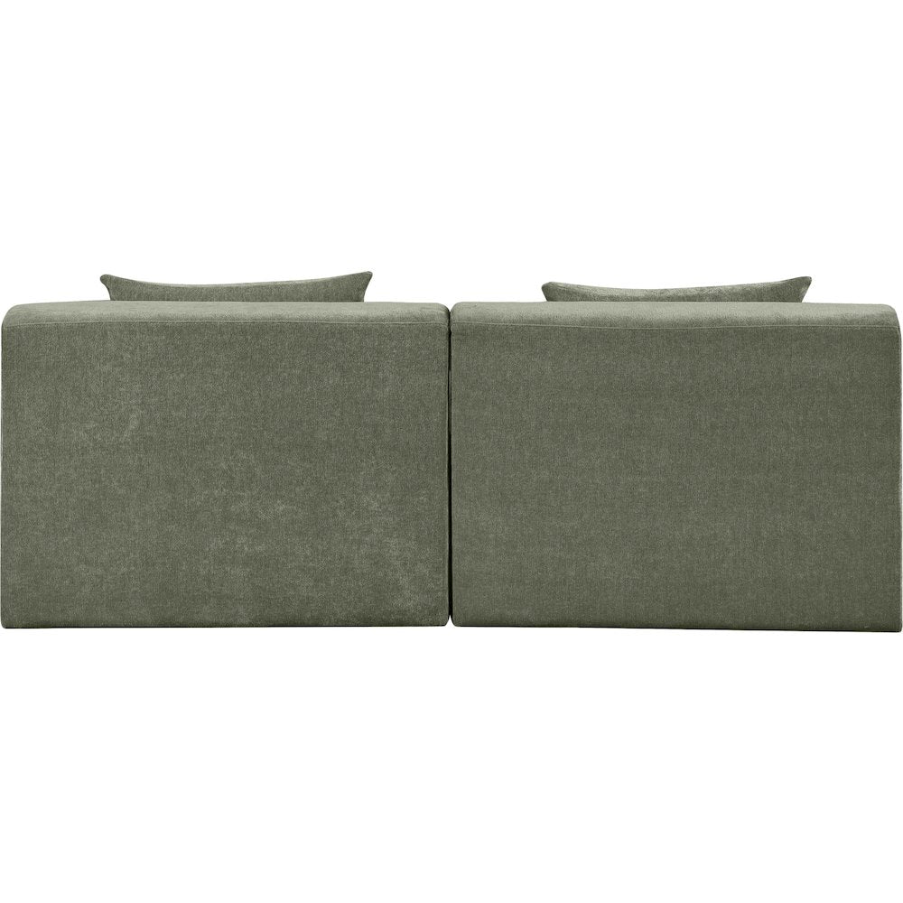 Stellar 76" Green Chenille Fabric Upholstered 2pc. Modular Loveseat