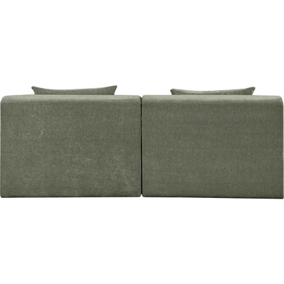 Stellar 76" Green Chenille Fabric Upholstered 2pc. Modular Loveseat