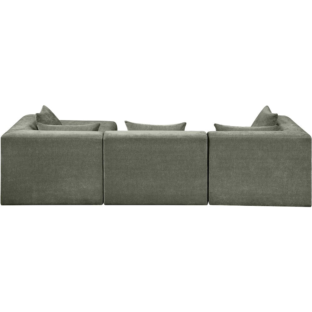 Stellar 114" Green Chenille Fabric Upholstered 4Pc. Modular Sectional