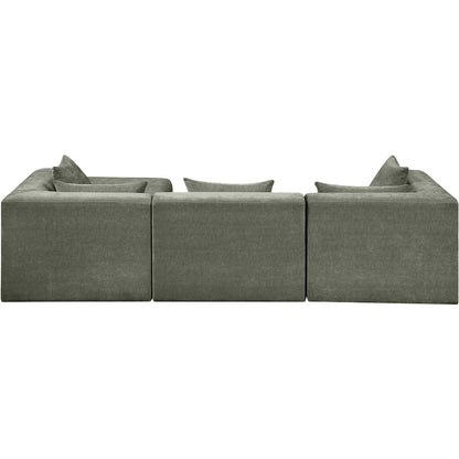 Stellar 114" Green Chenille Fabric Upholstered 4Pc. Modular Sectional