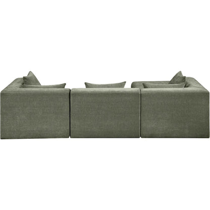 Stellar 114" Green Chenille Fabric Upholstered 4Pc. Modular Sectional