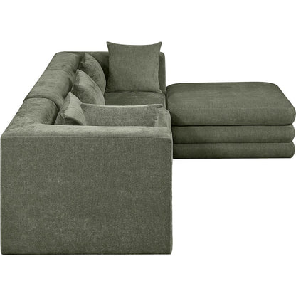 Stellar 114" Green Chenille Fabric Upholstered 4Pc. Modular Sectional