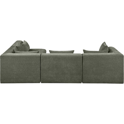 Stellar 114" Green Chenille Fabric Upholstered 4Pc. Modular Sectional