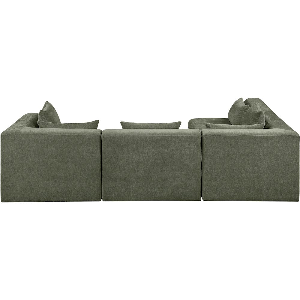 Stellar 114" Green Chenille Fabric Upholstered 4Pc. Modular Sectional