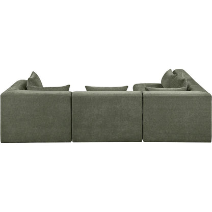 Stellar 114" Green Chenille Fabric Upholstered 4Pc. Modular Sectional