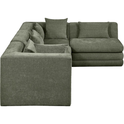 Stellar 114" Green Chenille Fabric Upholstered 4Pc. Modular Sectional