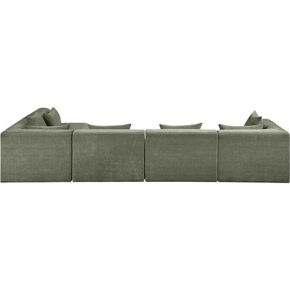 Stellar 152" Green Chenille Fabric Upholstered 5Pc. Modular Sectional