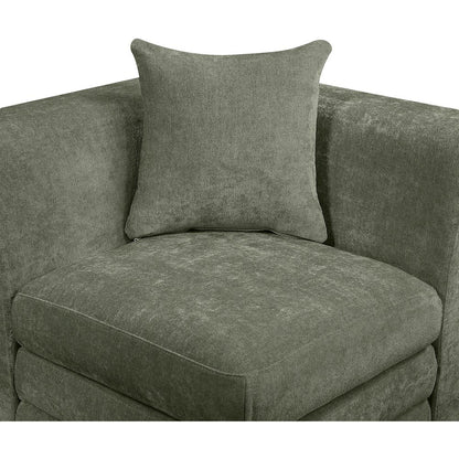 Stellar 152" Green Chenille Fabric Upholstered 5Pc. Modular Sectional