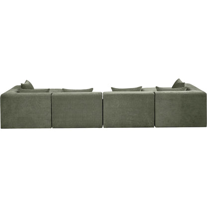 Stellar 152" Green Chenille Fabric Upholstered 6Pc. Modular Sectional