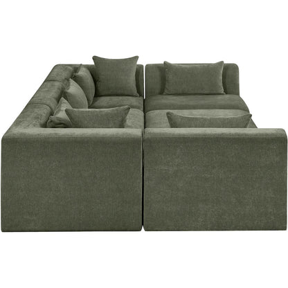 Stellar 114" Green Chenille Fabric Upholstered 6Pc. Modular Sectional