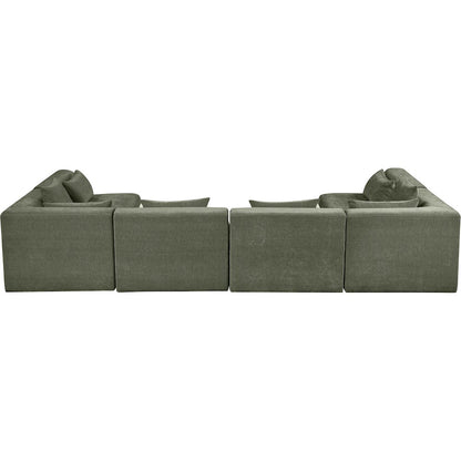 Stellar 152" Green Chenille Fabric Upholstered 6Pc. Modular Sectional