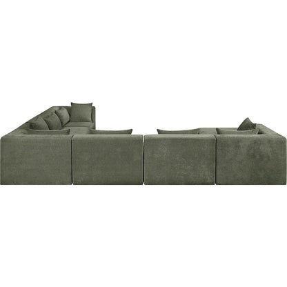 Stellar 152" Green Chenille Fabric Upholstered 7Pc. Modular Sectional