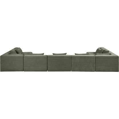 Stellar 190" Green Chenille Fabric Upholstered 7Pc. Modular Sectional