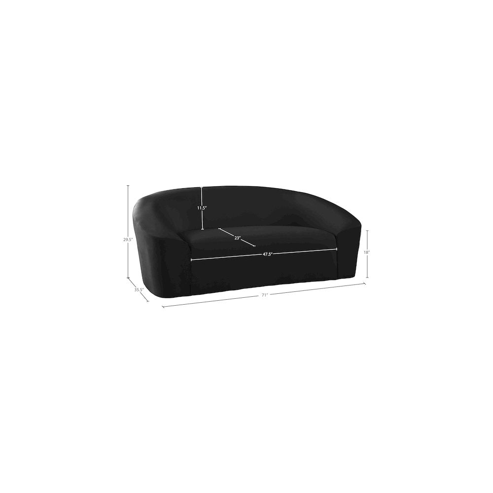 Riley Black Velvet Loveseat
