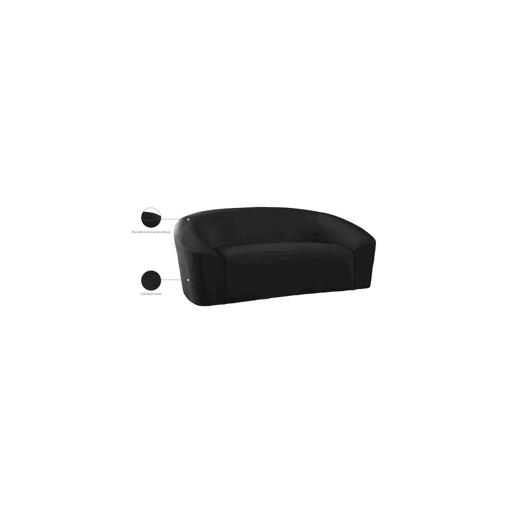 Riley Black Velvet Loveseat