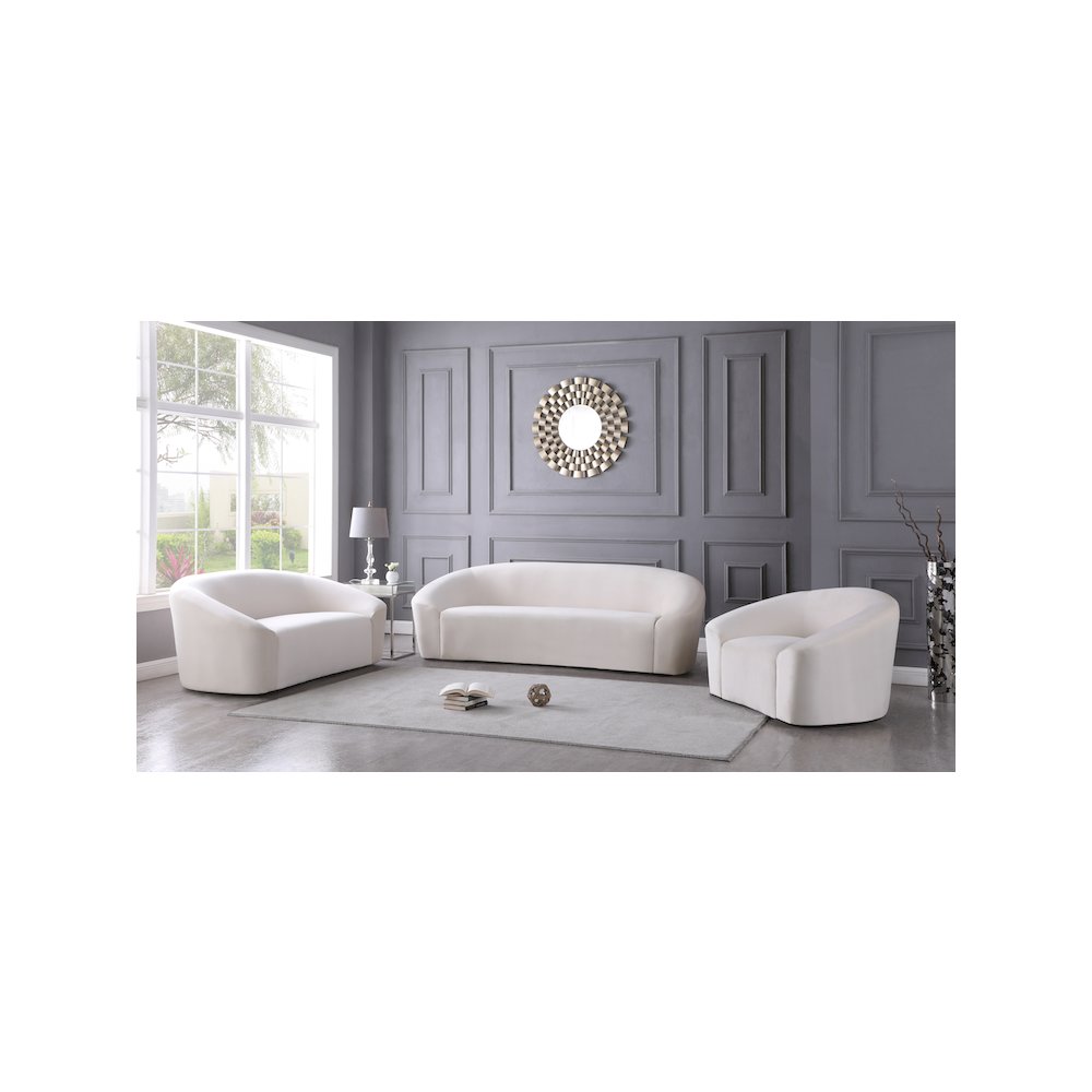 Riley Cream Velvet Loveseat