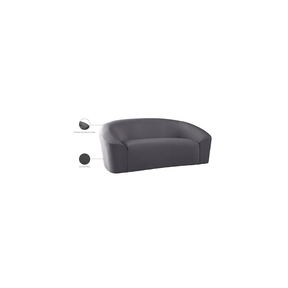 Riley Grey Velvet Loveseat