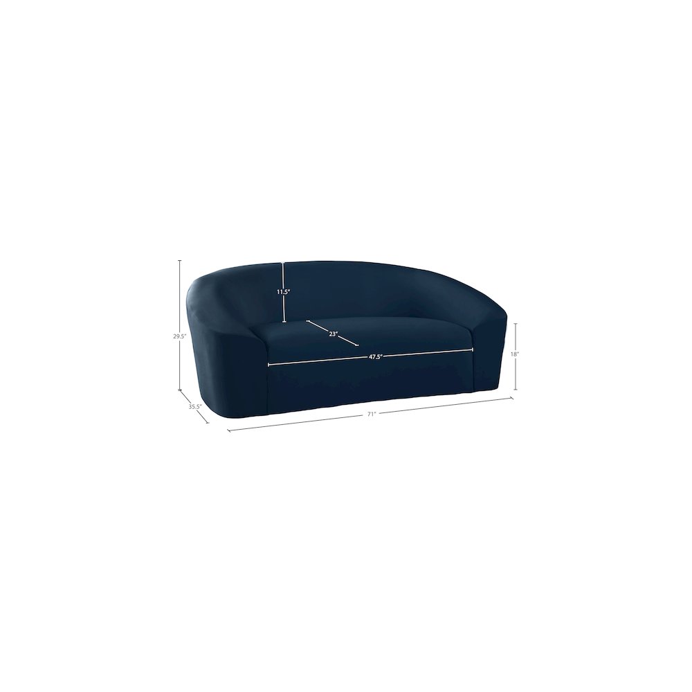 Riley Navy Velvet Loveseat