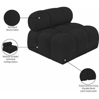 Ames Black Boucle Fabric Armless