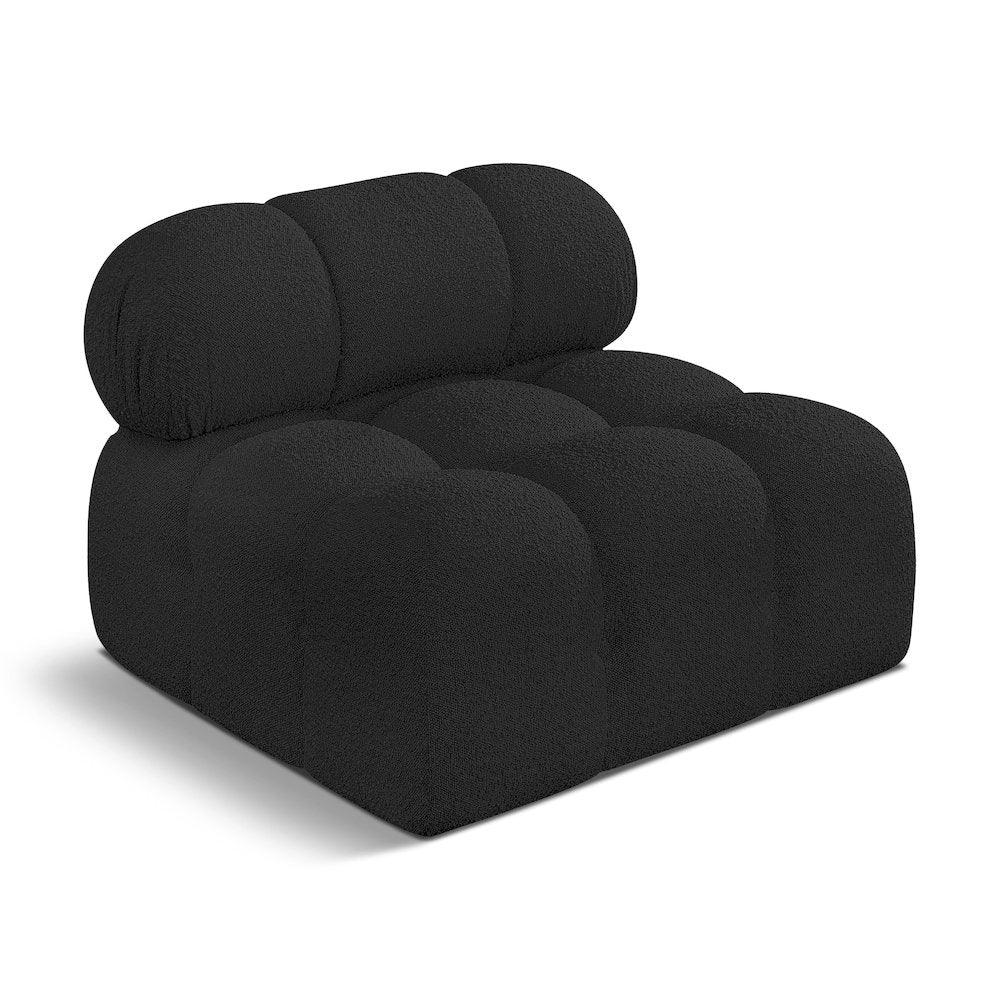 Ames Black Boucle Fabric Armless