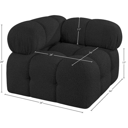 Ames Black Boucle Fabric Corner