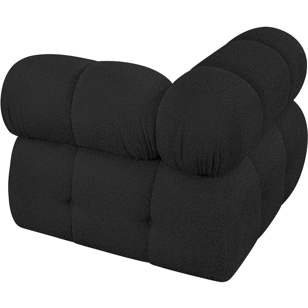 Ames Black Boucle Fabric Corner