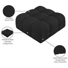 Ames Black Boucle Fabric Ottoman