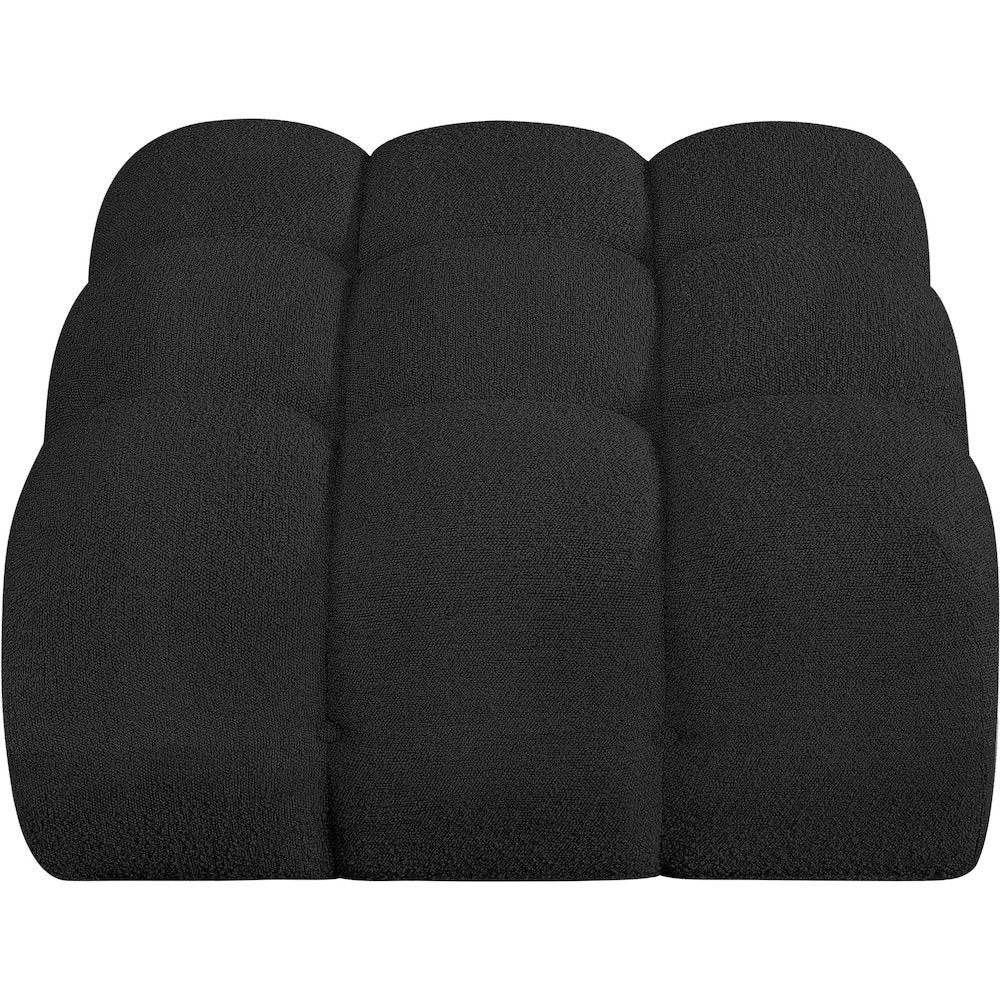 Ames Black Boucle Fabric Ottoman