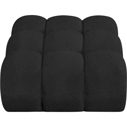 Ames Black Boucle Fabric Ottoman