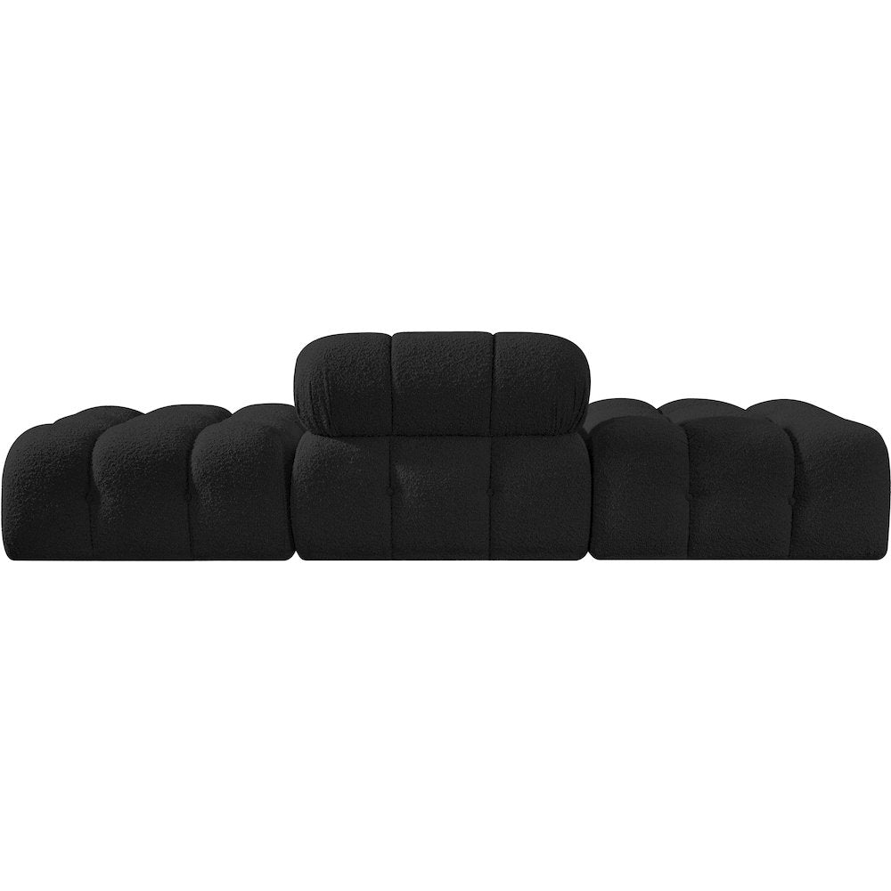 Ames 102" Black Boucle Fabric Upholstered 3pc. Modular Sofa