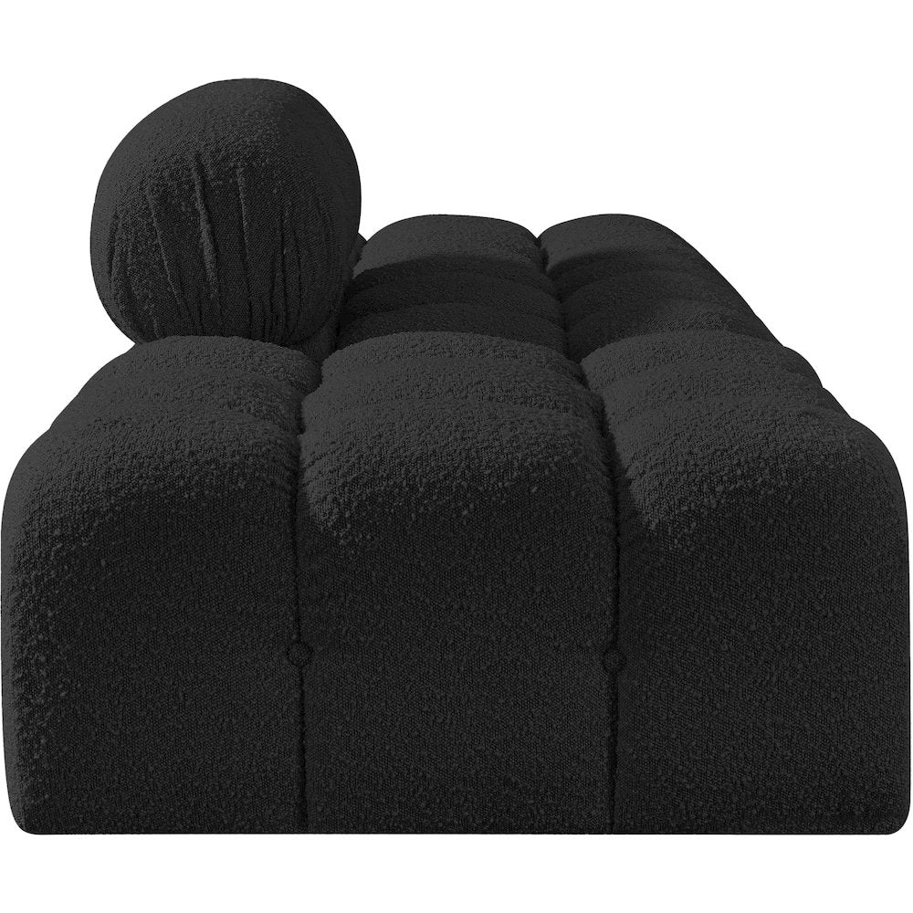 Ames 102" Black Boucle Fabric Upholstered 3pc. Modular Sofa