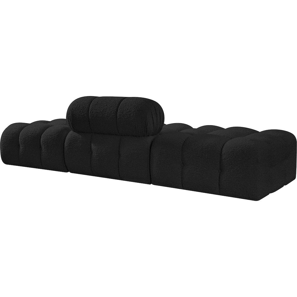 Ames 102" Black Boucle Fabric Upholstered 3pc. Modular Sofa
