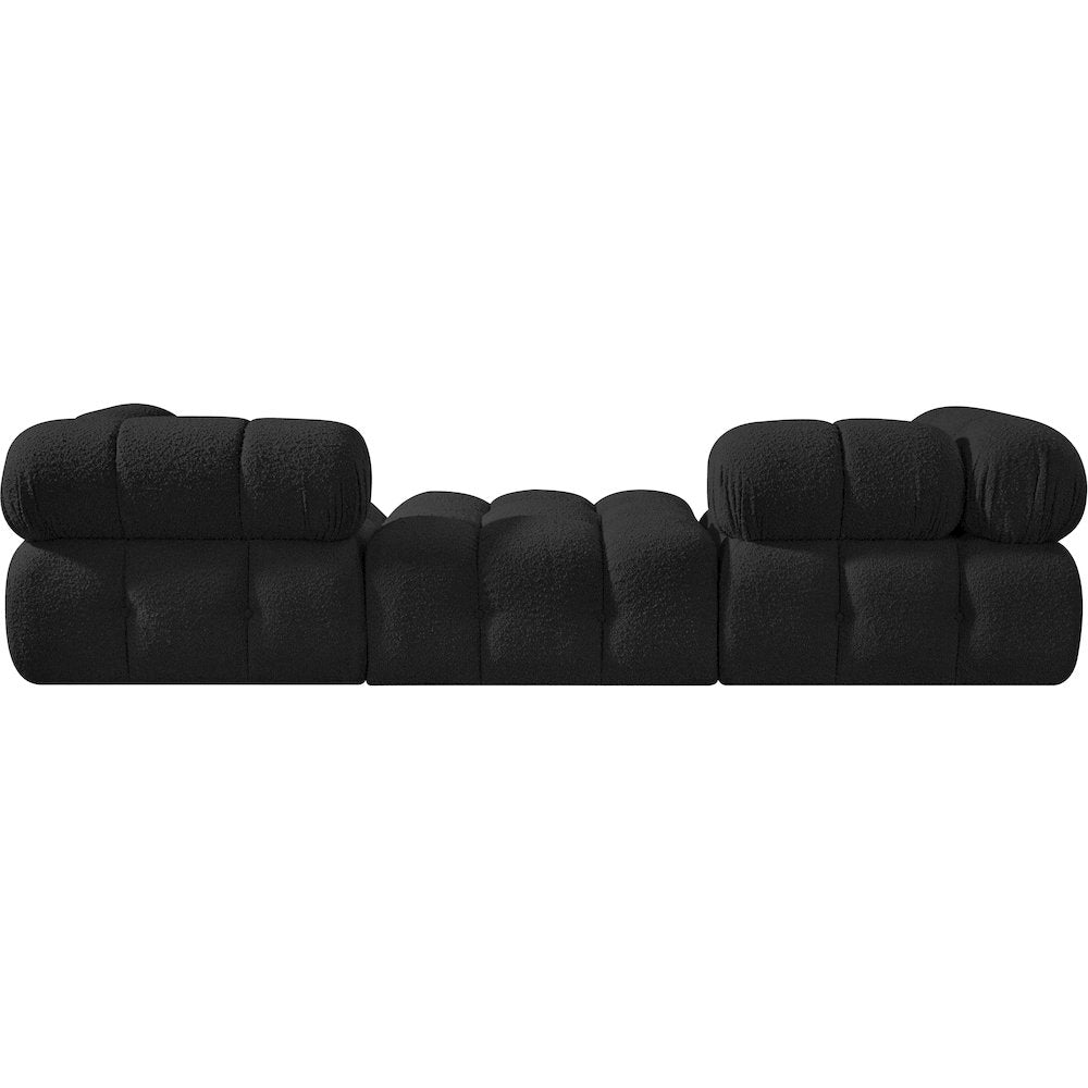 Ames 102" Black Boucle Fabric Upholstered 3pc. Modular Sofa