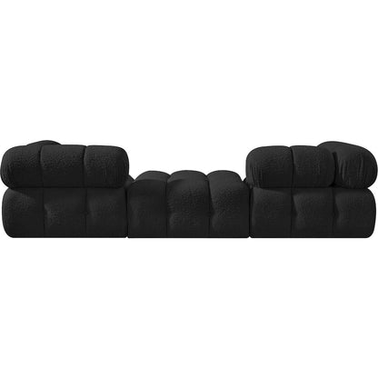 Ames 102" Black Boucle Fabric Upholstered 3pc. Modular Sofa
