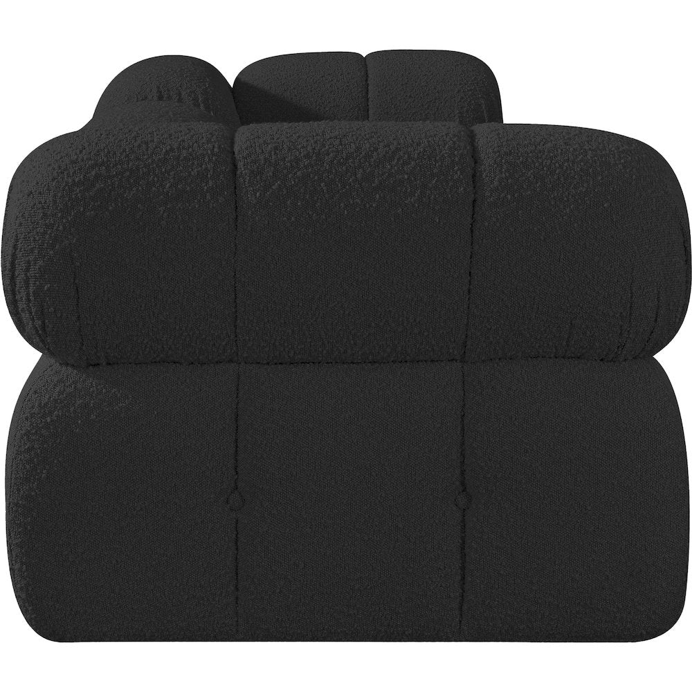 Ames 102" Black Boucle Fabric Upholstered 3pc. Modular Sofa