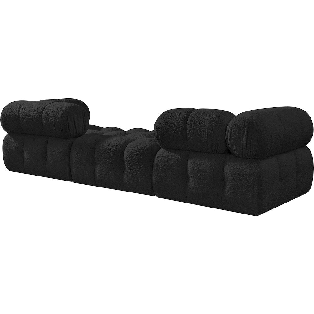 Ames 102" Black Boucle Fabric Upholstered 3pc. Modular Sofa