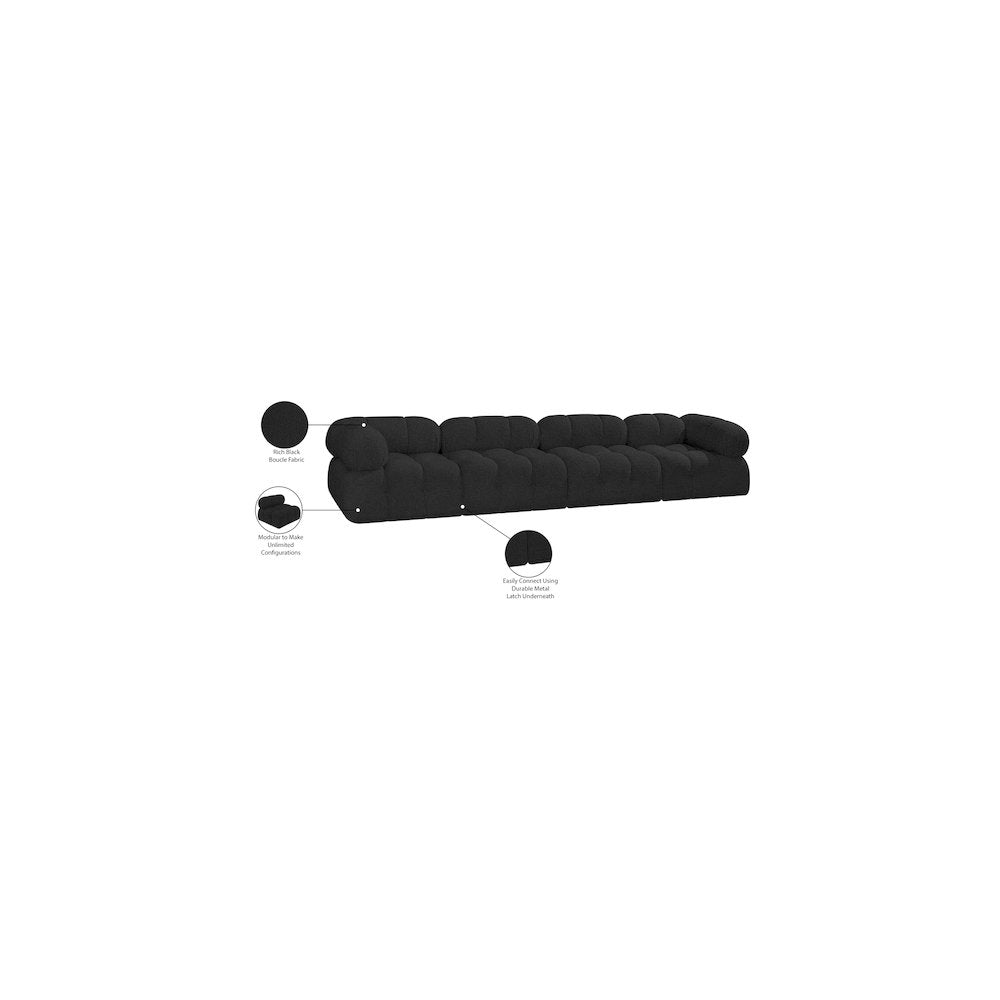 Ames Black Boucle Fabric Modular Sofa