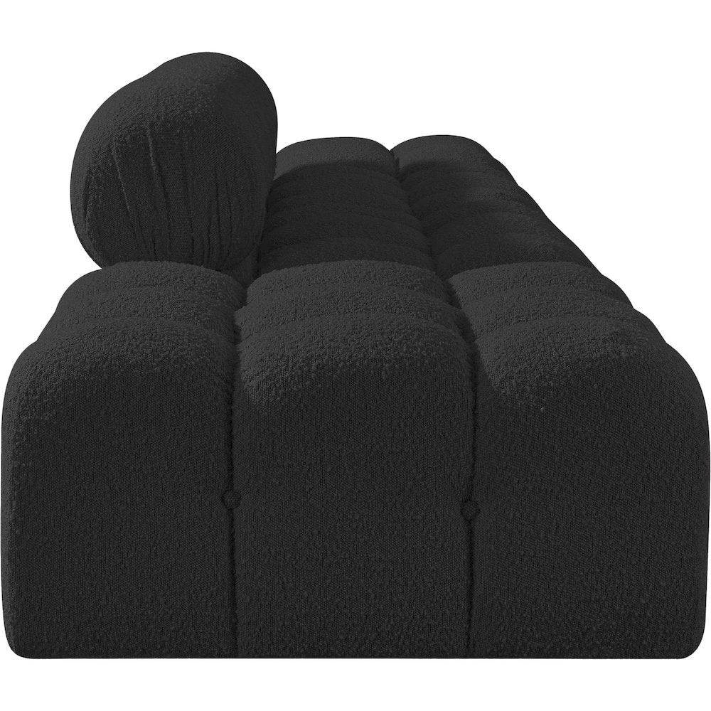 Ames 136" Black Boucle Fabric Upholstered 4pc. Modular Sofa