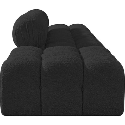 Ames 136" Black Boucle Fabric Upholstered 4pc. Modular Sofa