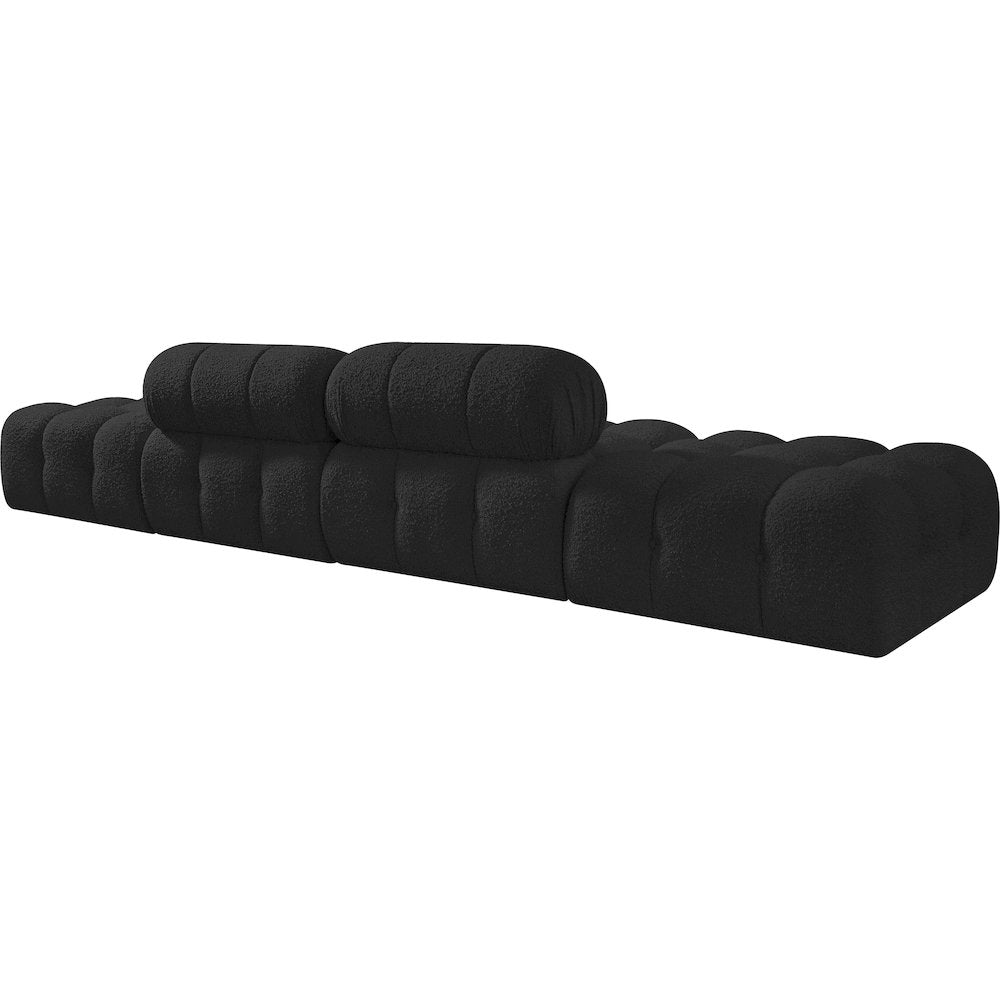 Ames 136" Black Boucle Fabric Upholstered 4pc. Modular Sofa