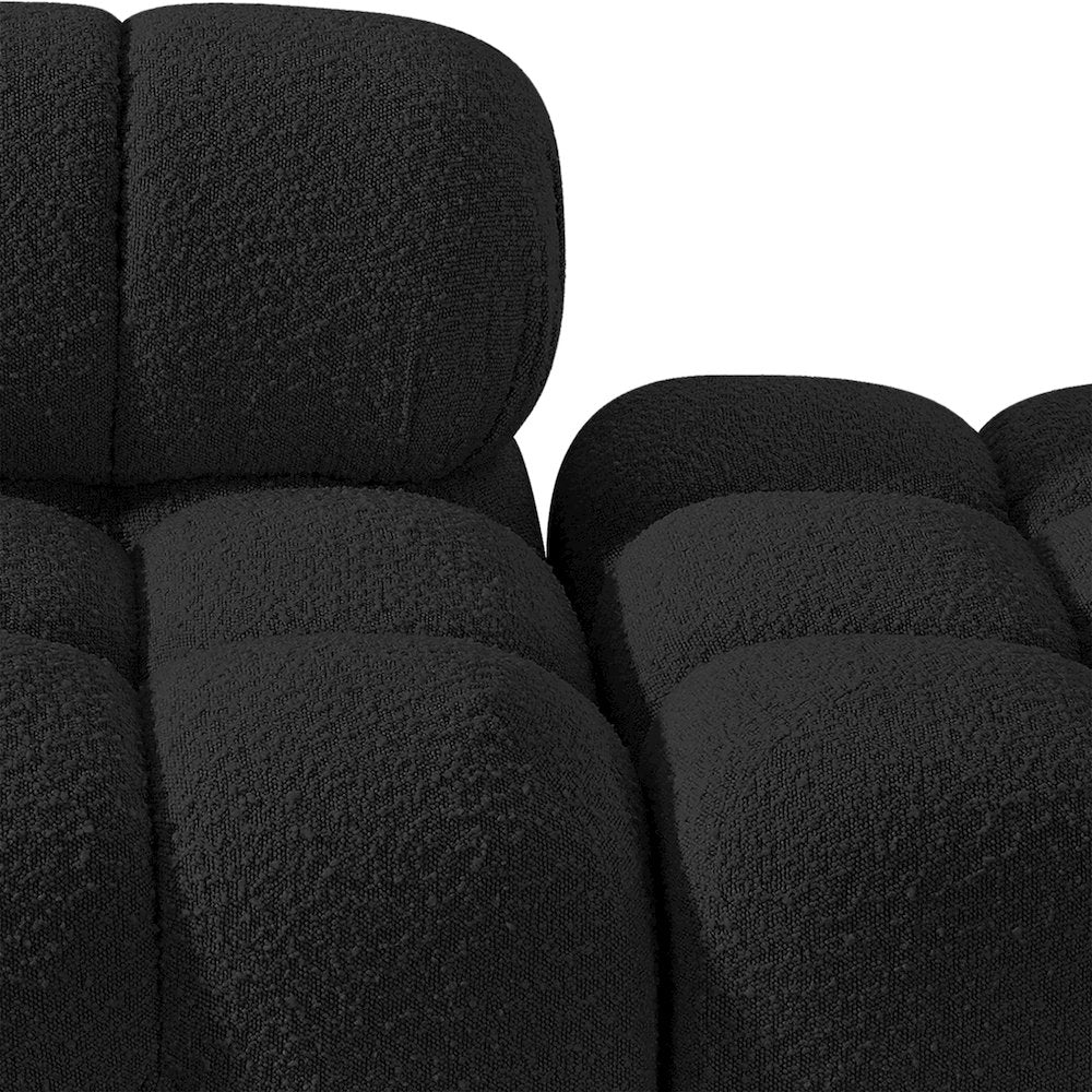 Ames 136" Black Boucle Fabric Upholstered 4pc. Modular Sofa