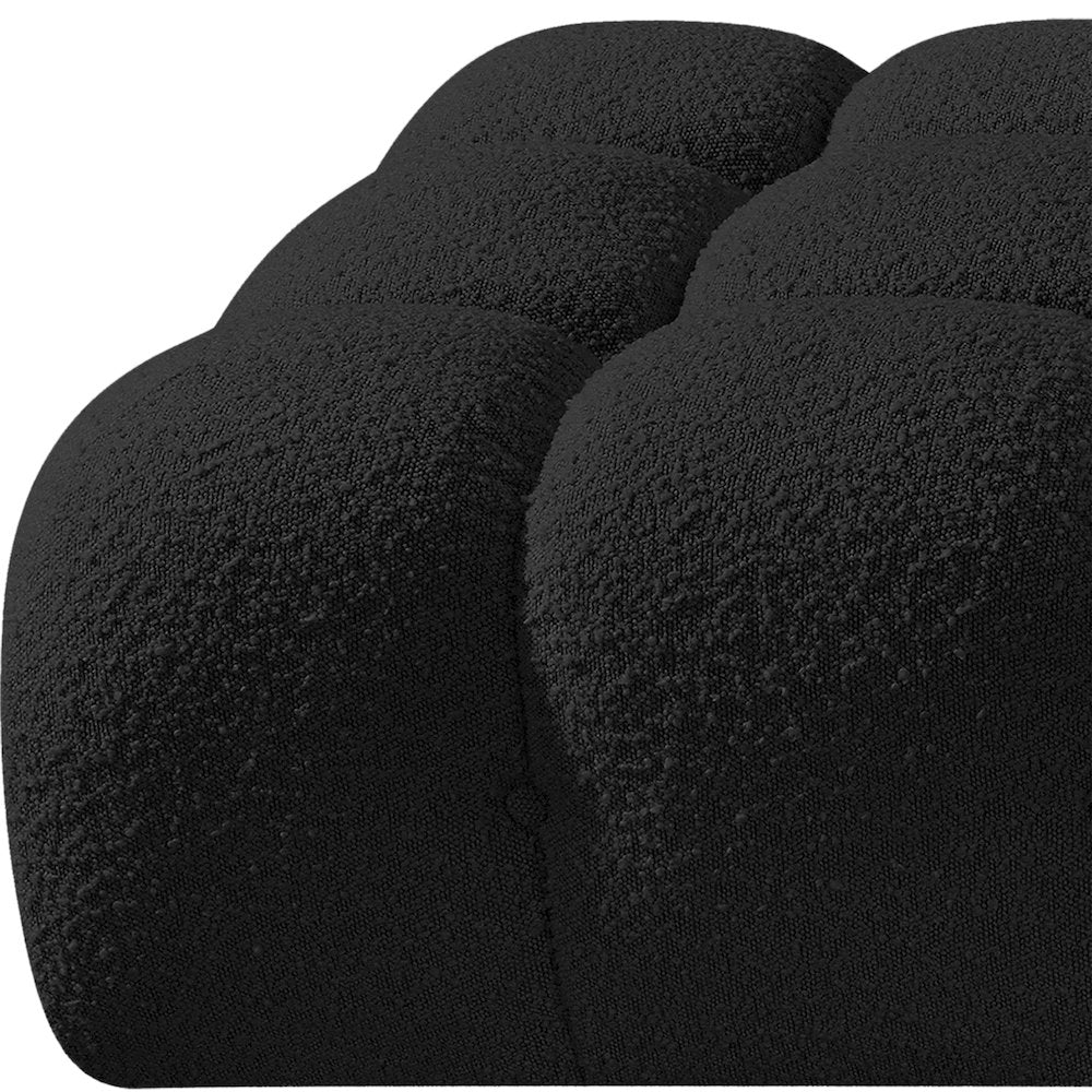 Ames 136" Black Boucle Fabric Upholstered 4pc. Modular Sofa