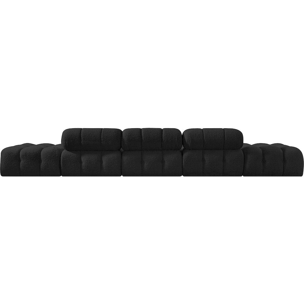 Ames 170" Black Boucle Fabric Upholstered 5pc. Modular Sofa