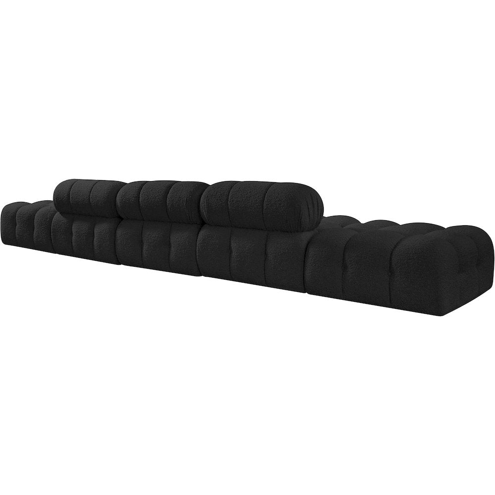 Ames 170" Black Boucle Fabric Upholstered 5pc. Modular Sofa