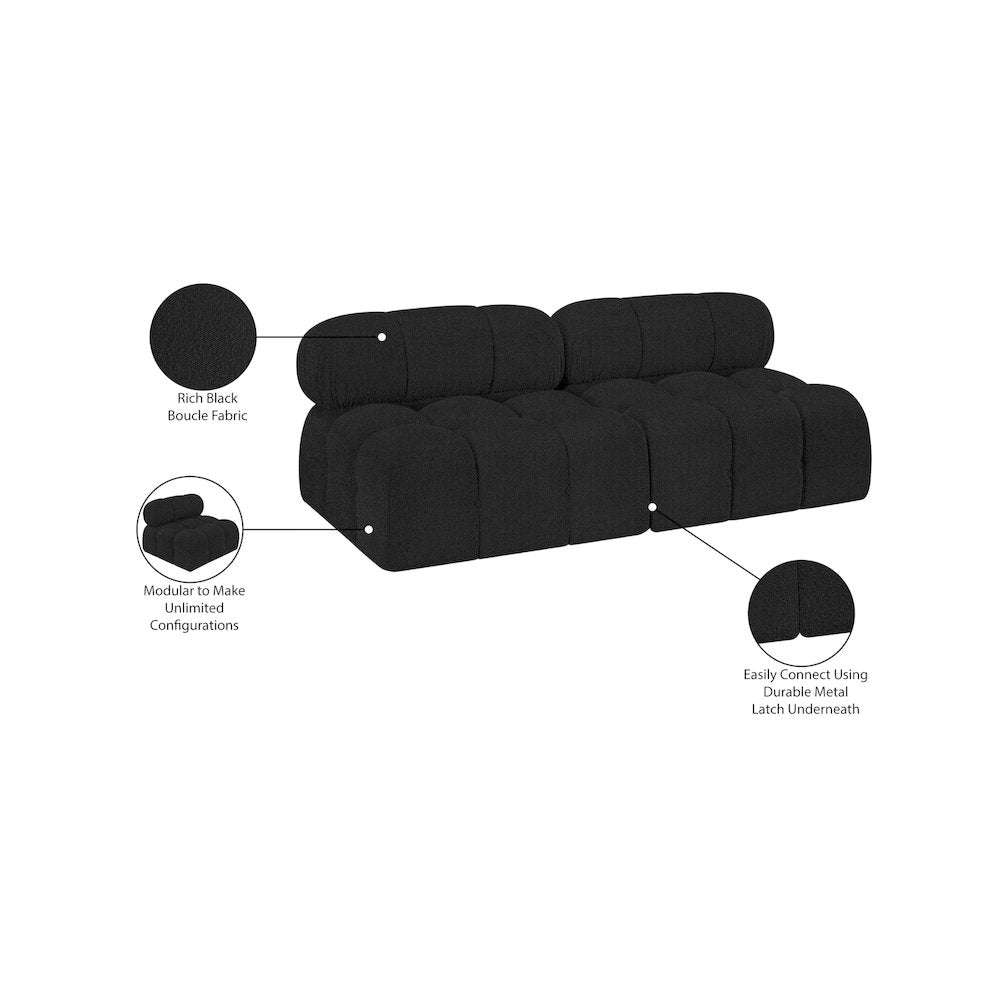 Ames Black Boucle Fabric Modular Sofa