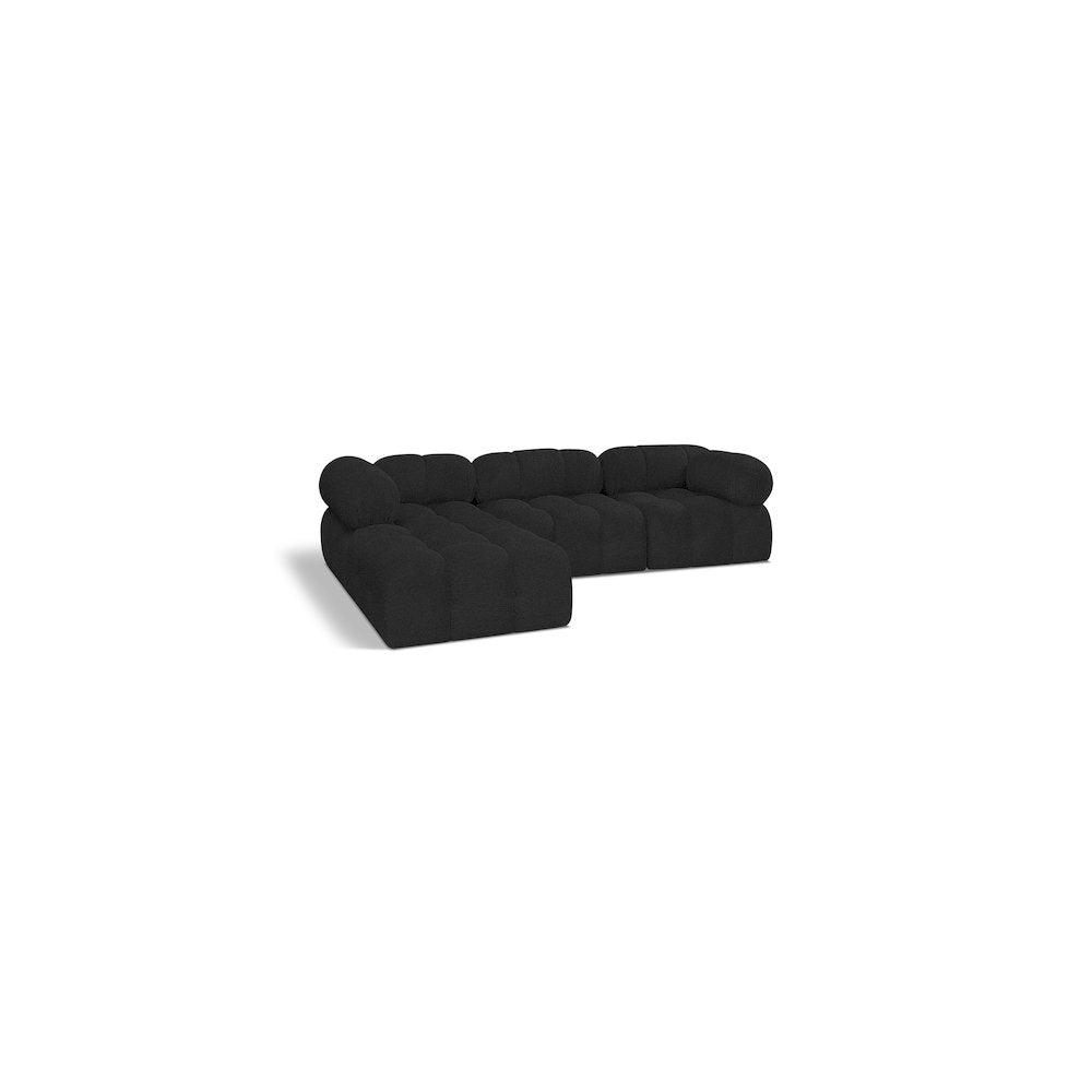 Ames Black Boucle Fabric Modular Sectional