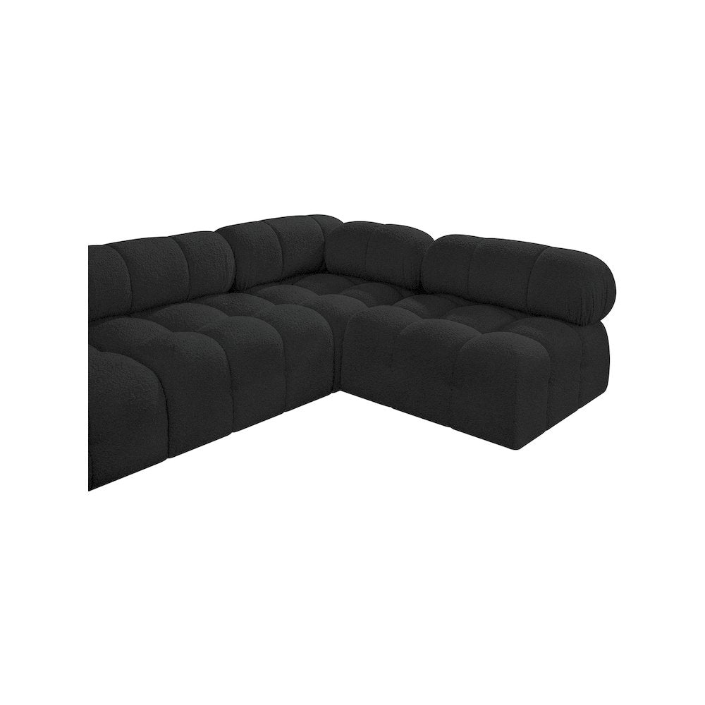 Ames Black Boucle Fabric Modular Sectional