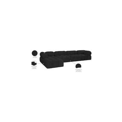 Ames Black Boucle Fabric Modular Sectional
