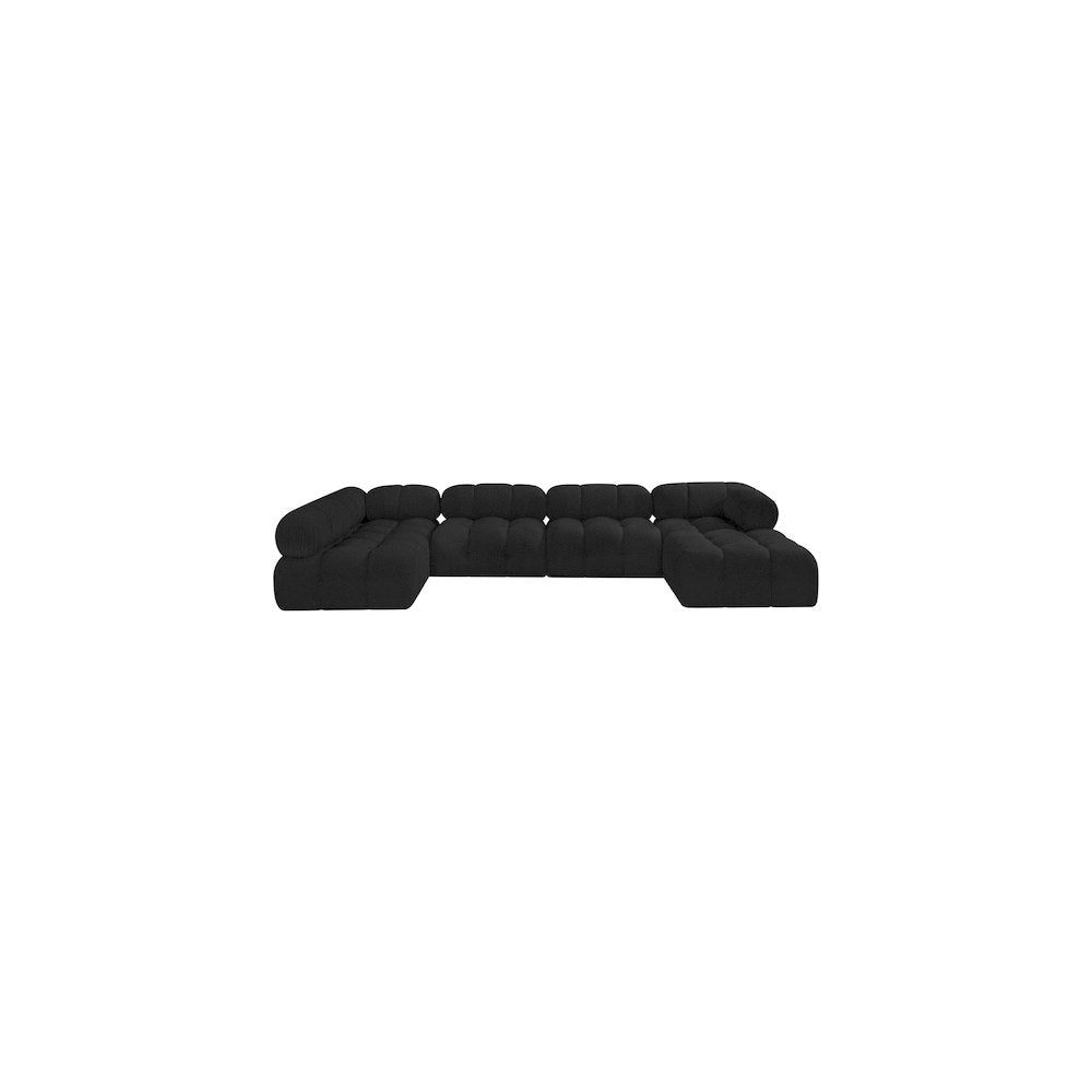 Ames Black Boucle Fabric Modular Sectional